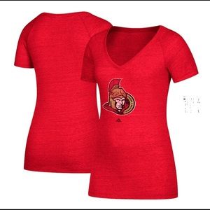 NWT Ottawa Senators Adidas Women's Distressed Logo V-Neck T-Shirt